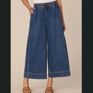 NEW DEMOCRACY Wide Crop Pleated Glider Jeans in blue for women 1125 3m7